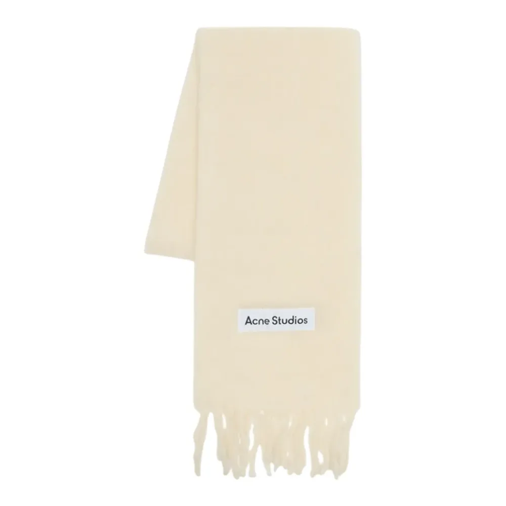 Halstørklæder Og Tørklæder|Tørklæder<Acne Studios Wool Logo Scarf Hvid