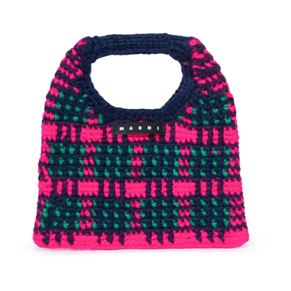Tasker<Marni Wooly Crochet Check Taske Multifarvet