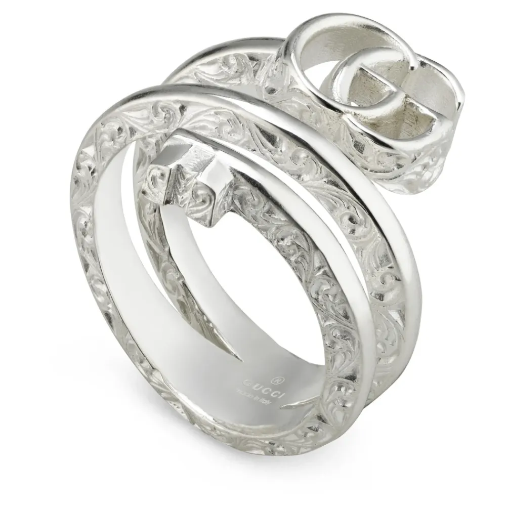 Smykker^Gucci YBC770719001 - 925 Sterling Sølvring med Double G Grå