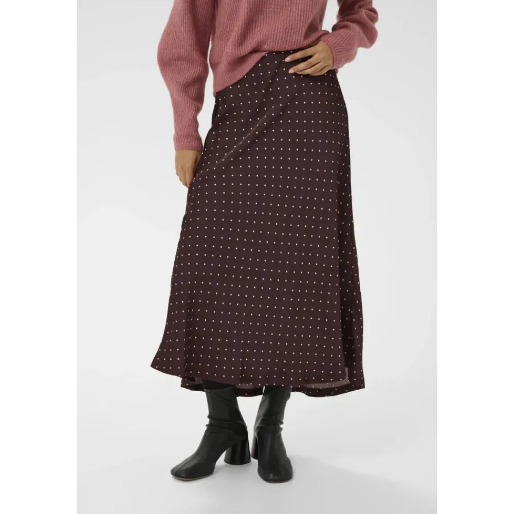 Nederdele<InWear ZaniaIW Skirt Brown Bordeaux Small Dot - 305 - 30111253 Brun
