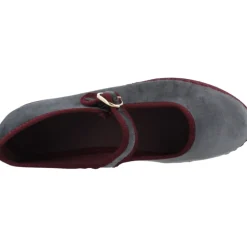 Ballerinasko^Flabelus Zapato Hebilla Velvet Grå
