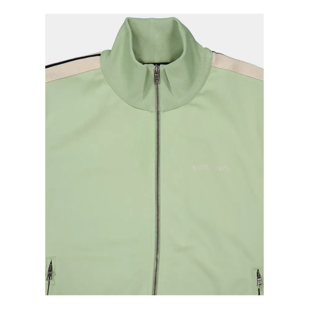 Træningsjakker^Palm Angels Zipped Track Jacket with Logo Embroidery Grøn